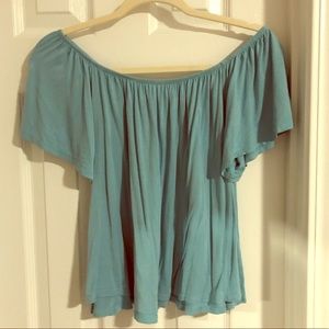 Light blue off the shoulder top